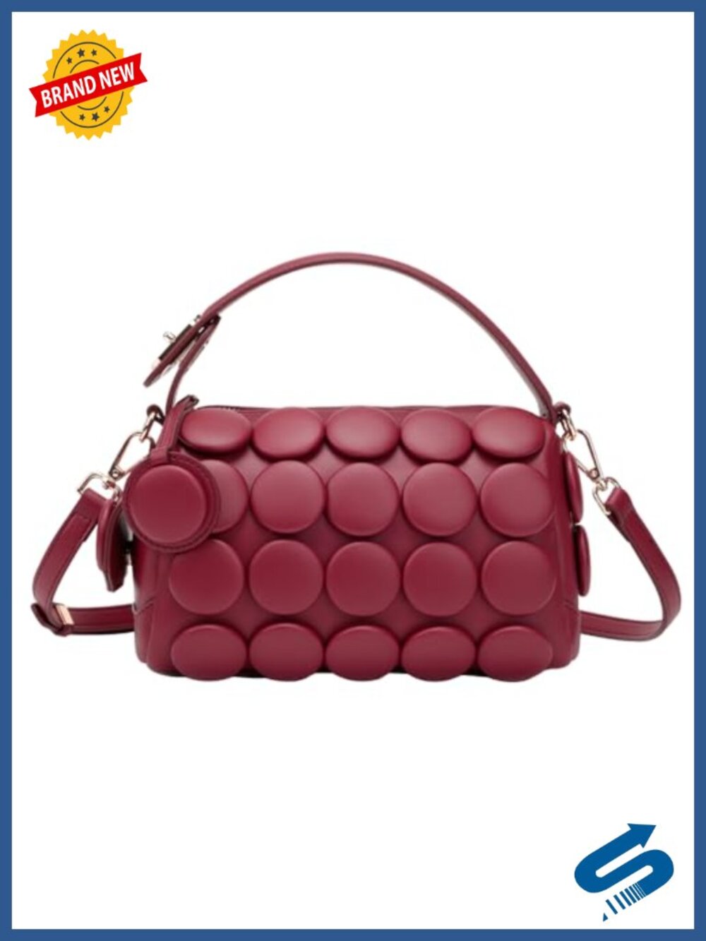 Vegan Leather Crossbody Hobo Bag Handbag with Adjustable Strap